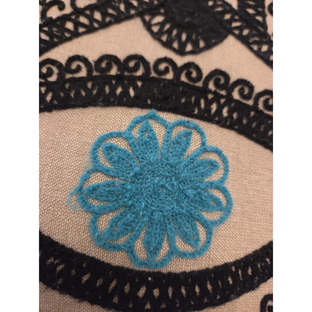 Hamsa‎ Open Palm Decorative Throw Pillow Boho Spiritual Embroidered Tassels
